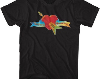 Tom Petty Heart And Banner Black T-Shirt