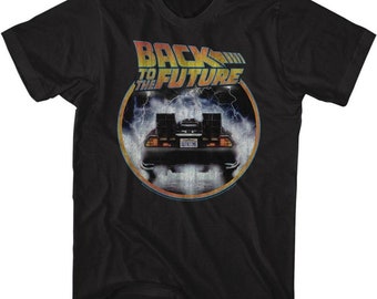 Back to the Future Circle Black Adult T-Shirt