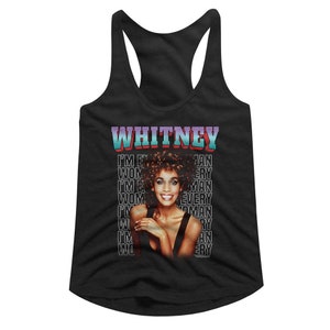 Whitney Houston Every Woman Stacked Black Women&#39;s Slim Fit Racerback Tank Top