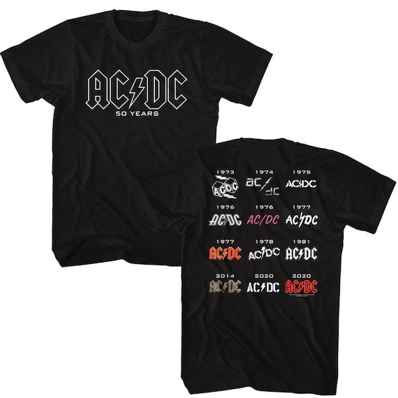 AC/DC 50 Years Logos Front Back Black T-shirt - Etsy