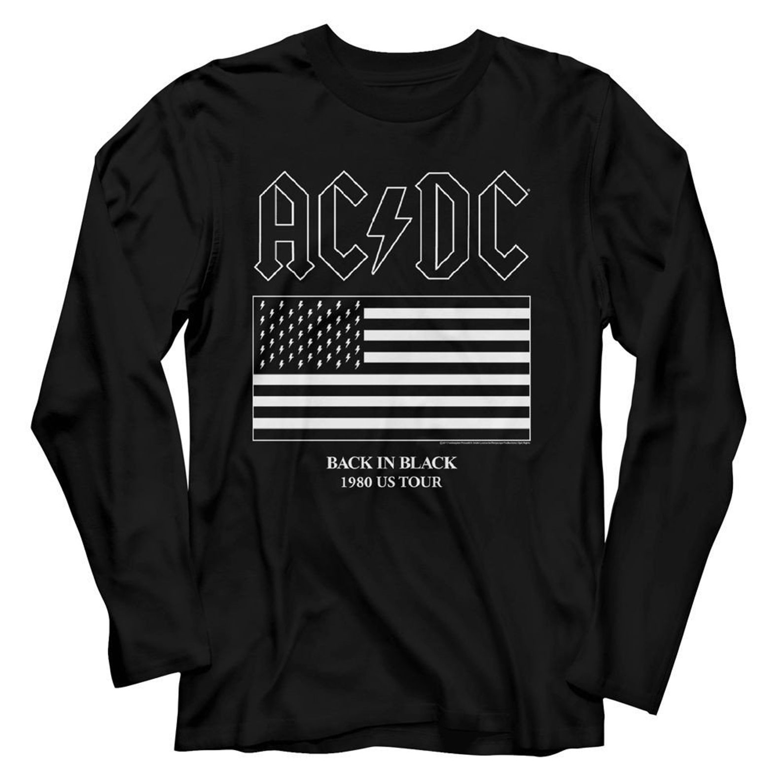 AC/DC Us Tour Flag Black Adult Long Sleeve T-shirt - Etsy