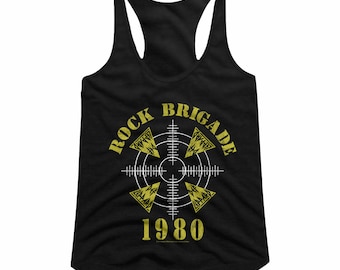 Def Leppard Rock Brigade Preto Júnior Feminino Racerback Regata Camiseta