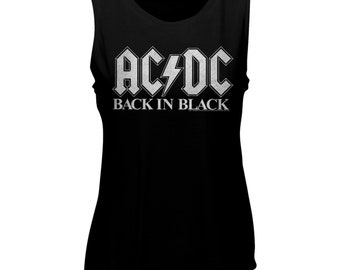 AC/DC Back In Black 2 Black Women&#39;s Muscle Tank Top T-Shirt