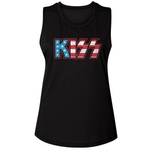 Kiss Flag Kiss Black Women&#39;s Muscle Tank Top