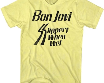 Bon Jovi Slippery When Wet Yellow Heather Adult T-Shirt