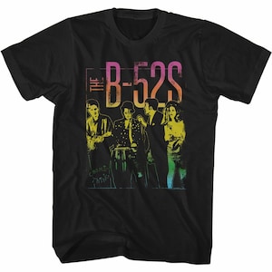 The B-52's Band Photo Gradient Black Adult T-Shirt