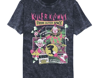 Killer Klowns From Outer Space Comic Boxes Mineral Wash Navy T-Shirt