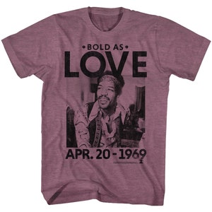 Jimi Hendrix Bold As Love Vintage Maroon Heather Adult T-Shirt