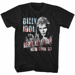 Billy Idol NY '83 Flag-ish Black Adult T-Shirt