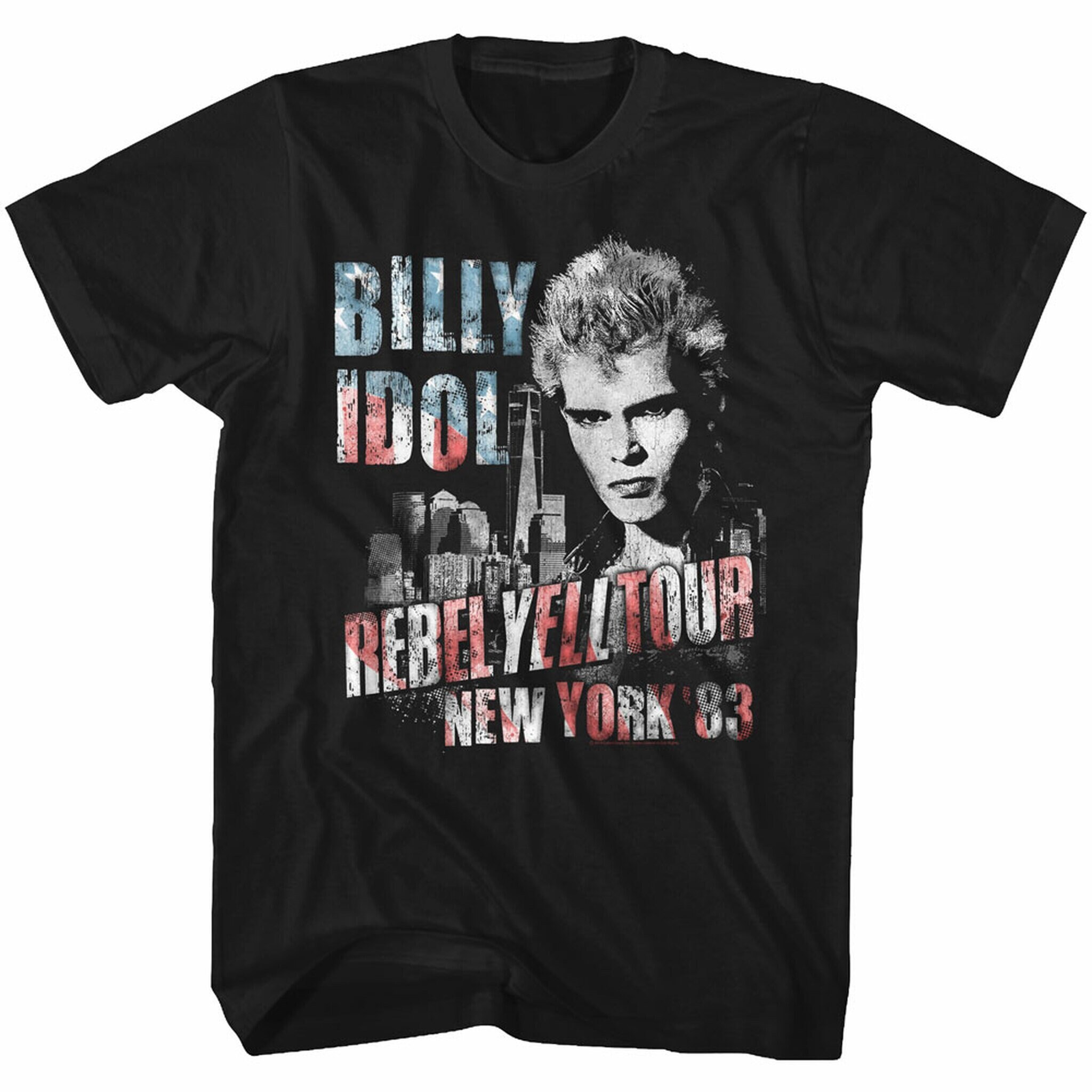 Billy Idol NY 83 Flag ish Black Adult T shirt Etsy Ireland