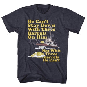 Jaws 70&#39;s Barrels Navy Heather Adult T-Shirt