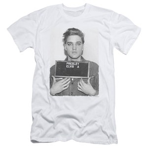 Elvis Presley Army Mug Shot Classic Adult 30/1 T-Shirt White