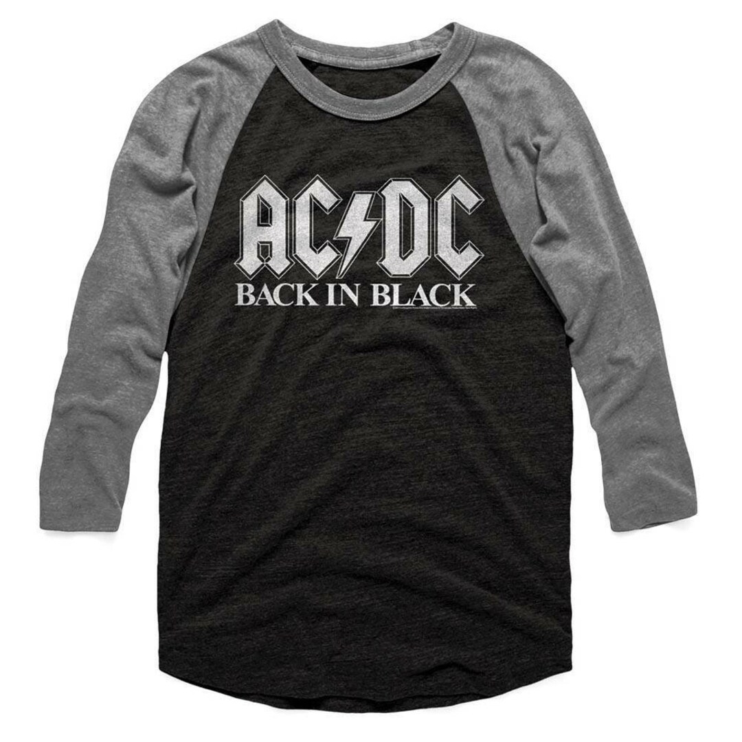 AC/DC Back in Black Vintage Black/heather Raglan Baseball T-shirt