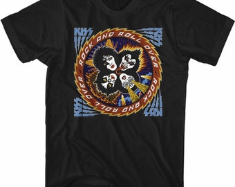 Kiss Rock and Roll Over Black Classic 2 Adult T-Shirt