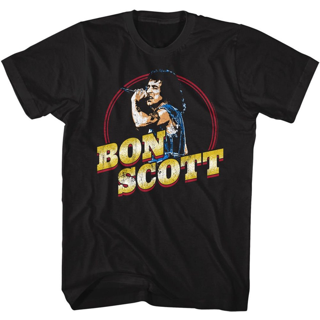 Bon Scott AC/DC Gold Name Black Adult T-shirt - Etsy