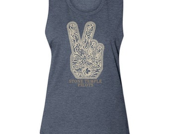 Stone Temple Pilots Peace Antique Denim Ladies Muscle Tank Top T-Shirt