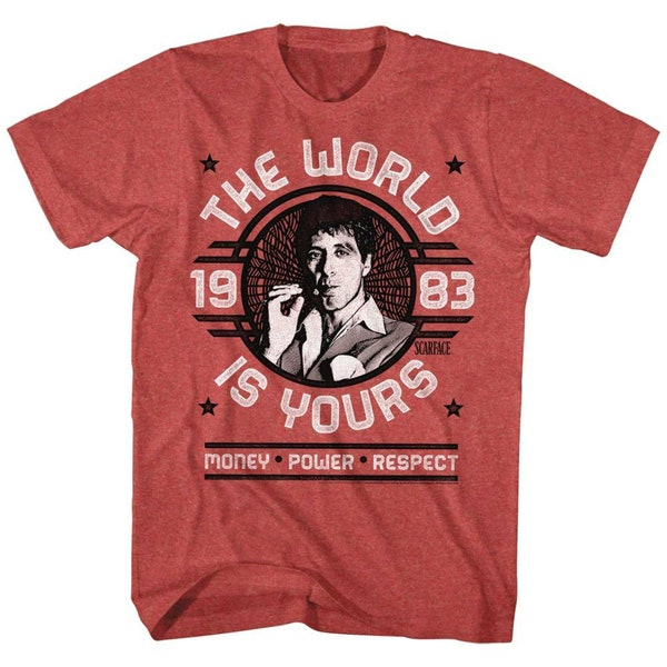 Scarface World Is Yours Emblem Red Heather T-Shirt