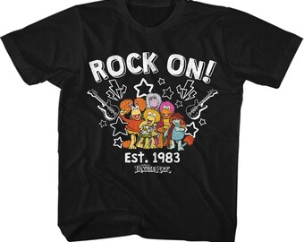 Fraggle Rock Guitars And Stars camiseta negra para niños