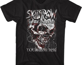 Skid Row Skull Chain Black Adult T-Shirt