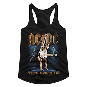 AC/DC Stiff Black Junior Women&#39;s Racerback Tank Top T-Shirt