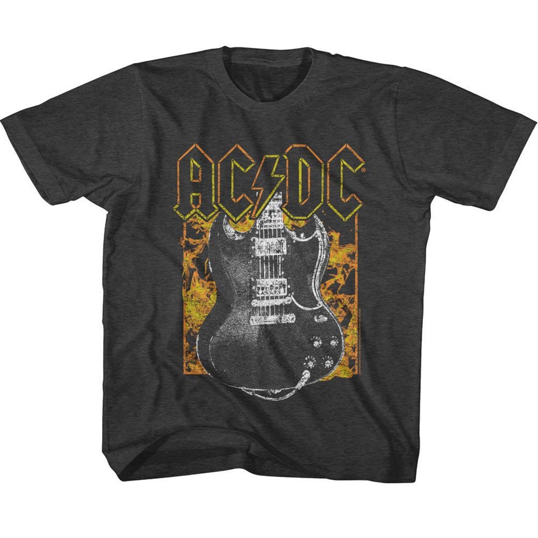 AC/DC Fire and Guitar Vintage Smoke Youth T-shirt - Etsy