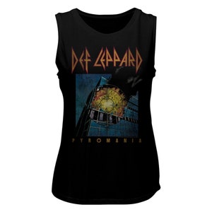 Def Leppard Faded Pyromania Black Women&#39;s Muscle Tank Top T-Shirt