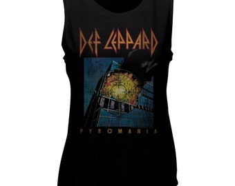 Def Leppard Faded Pyromania Black Women&#39;s Muscle Tank Top T-Shirt