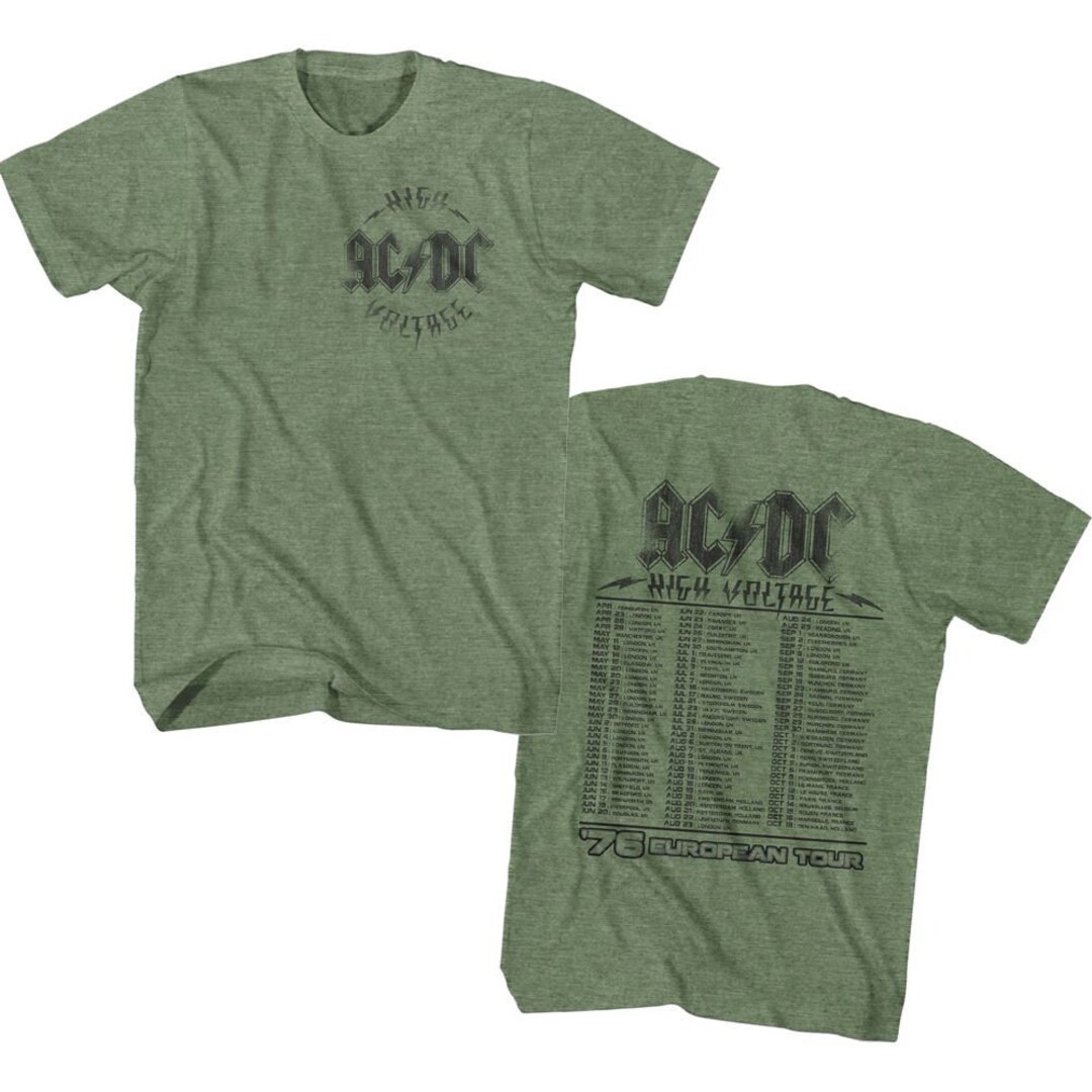 AC/DC HV 76 Tour Military Green Heather Adult T-shirt - Etsy