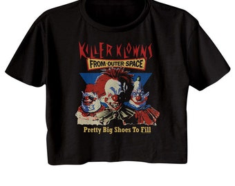 Killer Klowns From Outer Space Pretty Big Shoes To Fill Black Women's Festival Cali Crop T-Shirt
