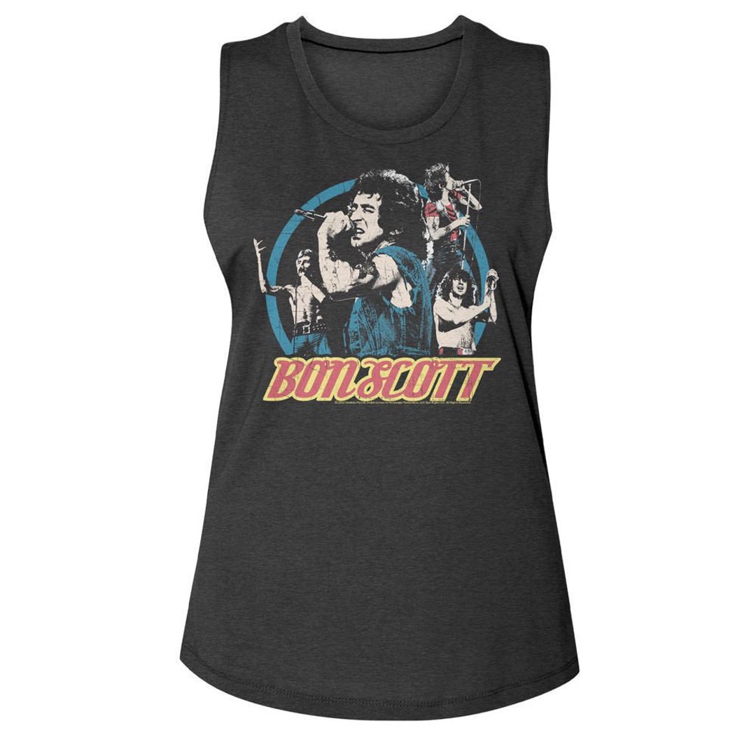 Bon Scott AC/DC Multi Image Circle Charcoal Women's Tank Top T-shirt - Etsy