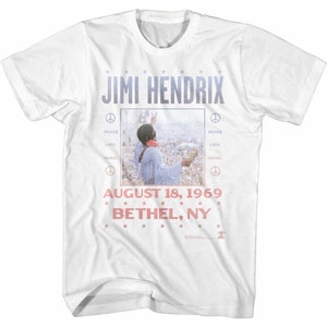 Jimi Hendrix Woodstock White Adult T-Shirt