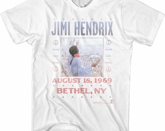 Jimi Hendrix Woodstock White Adult T-Shirt