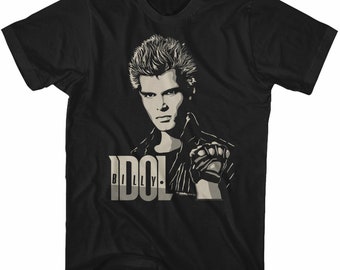 Billy Idol 2 Tone Billy Black Adult T-Shirt
