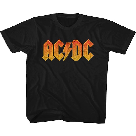 Camiseta AC DC Distressed Naranja Negro Nino