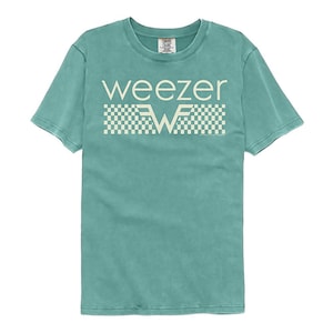 Camiseta cómoda de cuadros blancos rotos color espuma de mar de Weezer imagen 1