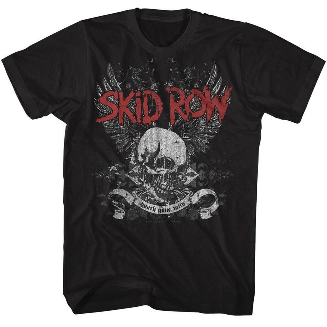 Skid Row Skull and Wings Black Adult T-shirt - Etsy