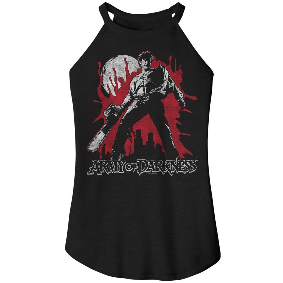 Army of Darkness Bloody AOD Black Women's Sleeveless Rocker Tank Top T ...