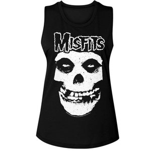 Misfits Logo Outline Skull Schwarzes Frauen Muskel Tank Top