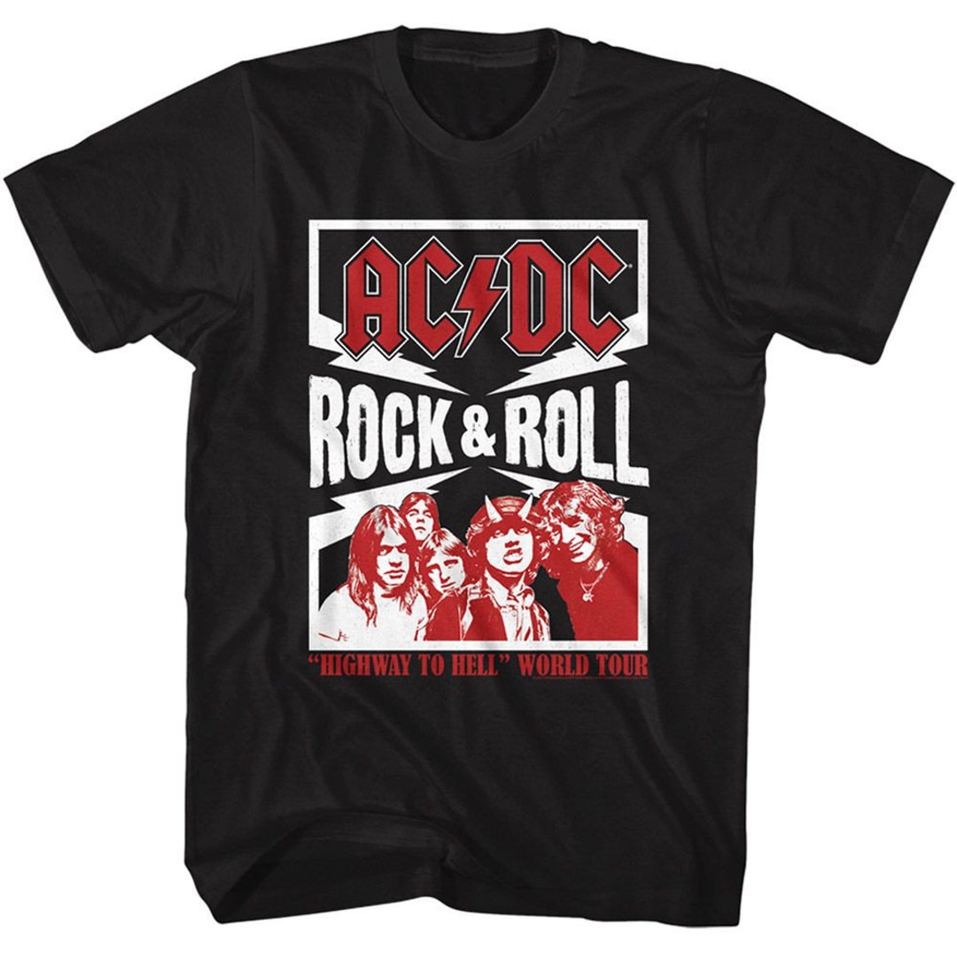 AC/DC Rock and Roll Lightning Black Adult T-shirt - Etsy