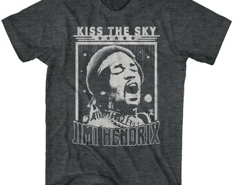 Jimi Hendrix Kiss The Sky Black Heather Adult T-Shirt