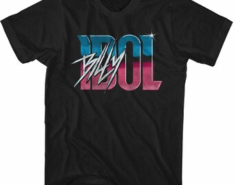 Billy Idol Idol Name Gradient Black Adult T-Shirt