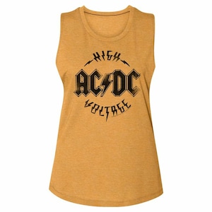 AC/DC HV Antique Gold Women&#39;s Muscle Tank Top T-Shirt