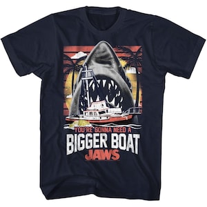 Jaws Bigger Boat Classic Navy Adult T-Shirt