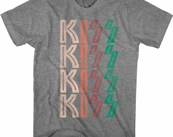 Kiss Washed Out Logo Graphite Heather Adult T-Shirt