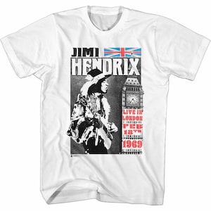Jimi Hendrix Live In London White Adult T-Shirt