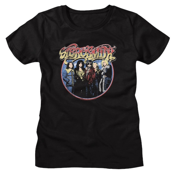 Camiseta Aerosmith Circle negra mujer Etsy Espana