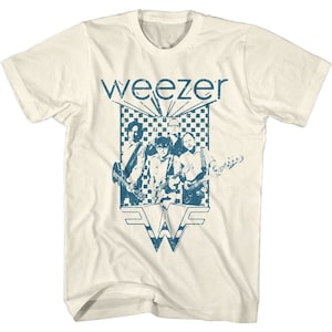 Maglietta per adulti Weezer Blue Checkered Box Natural