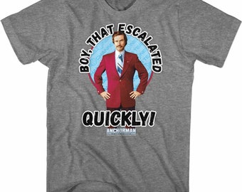 Anchorman Escalated Quickly Graphite Heather Adult T-Shirt