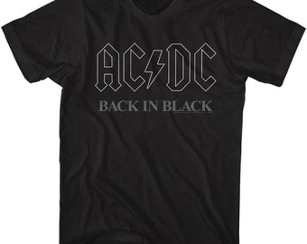 ACDC Shirt Back in Black | Adult Gray T-shirt AC DC Music Rock