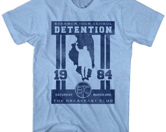 Camiseta azul claro jaspeada para adulto con estampado de "Detención" de "El Club de los Cinco"
